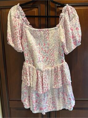 Japna Pink Floral Off-Shoulder Ruffled Top - S